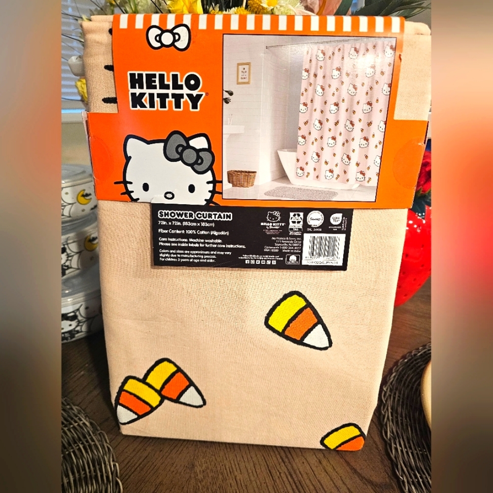 Hello Kitty Candy Corn Shower Curtain 72in x 72in